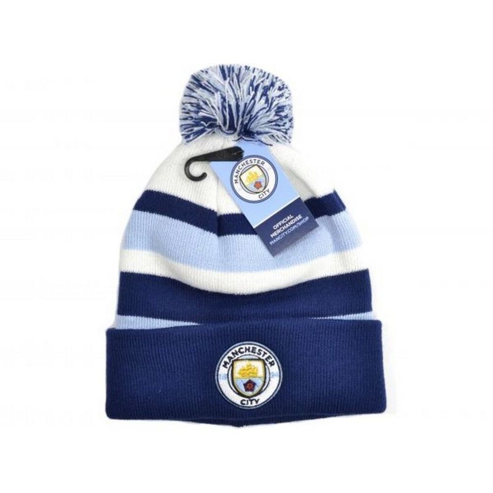 Manchester City FC Bronx Bobble Knitted Hat / Blue/White
